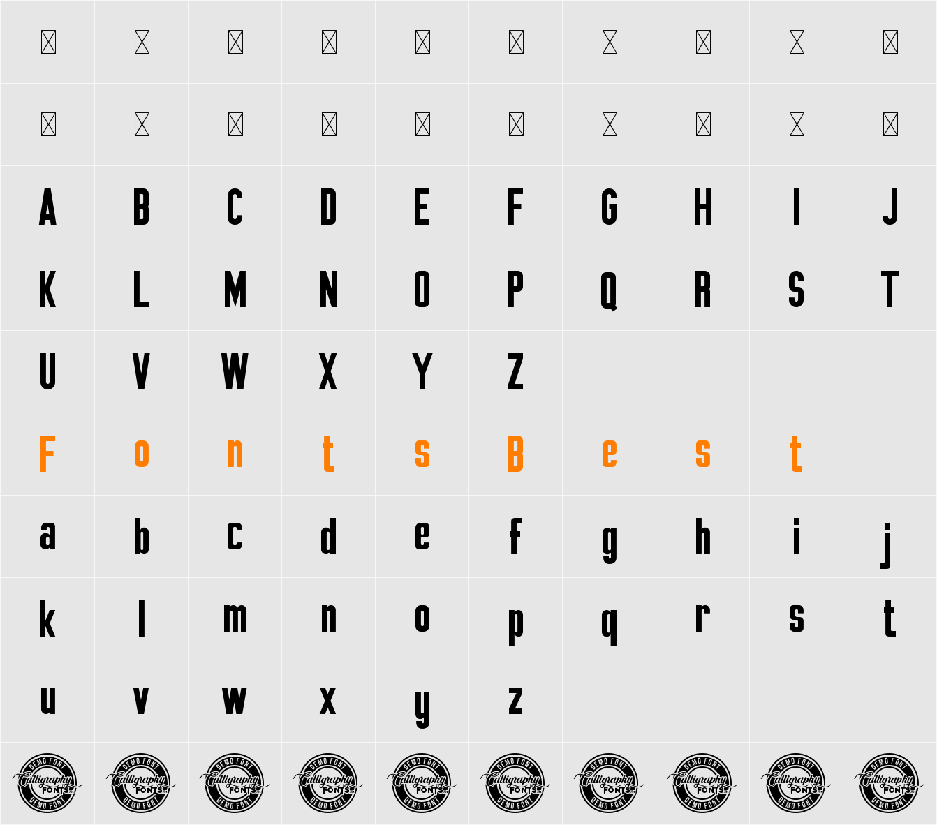 Bad Hawk Demo Character Map