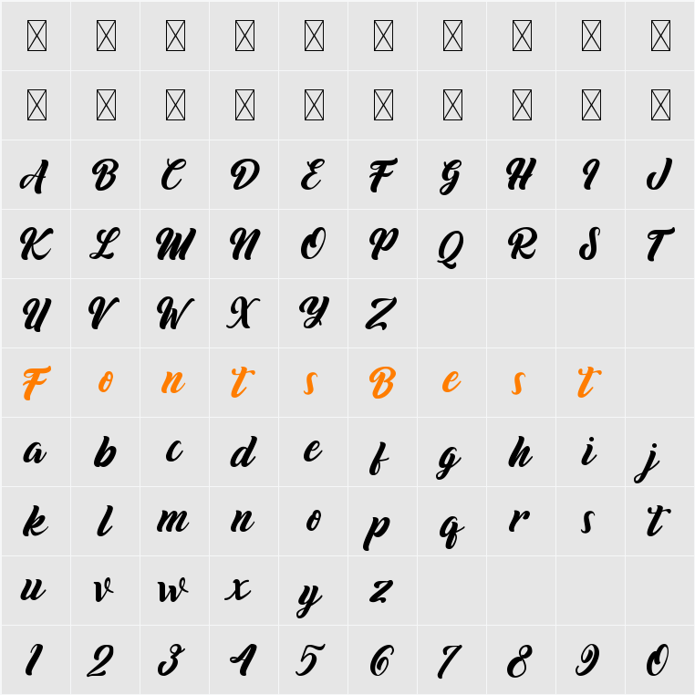 Biyonella Character Map