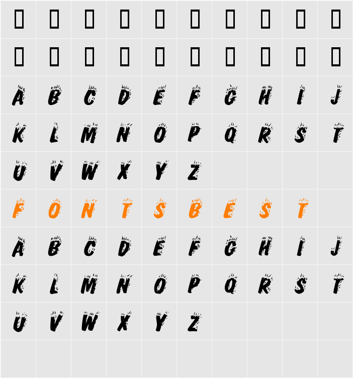 FlamingDisplayCaps Character Map