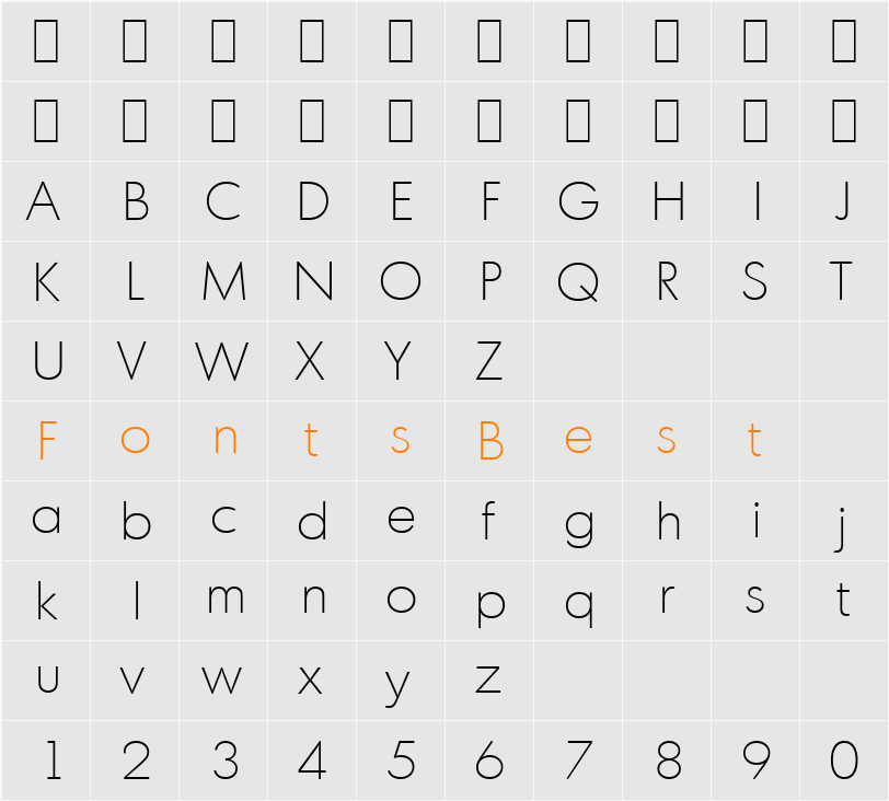 Montreal-Serial-ExtraLight Character Map