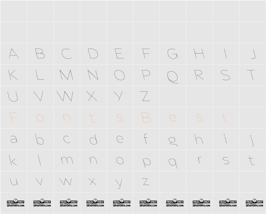 Asgard Trial Fit Thin Backslant Character Map