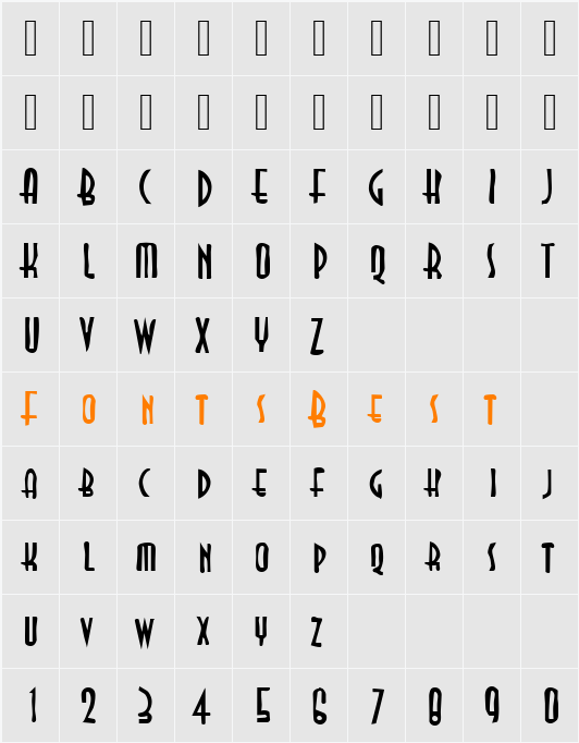 DTCDirtyM04 Character Map