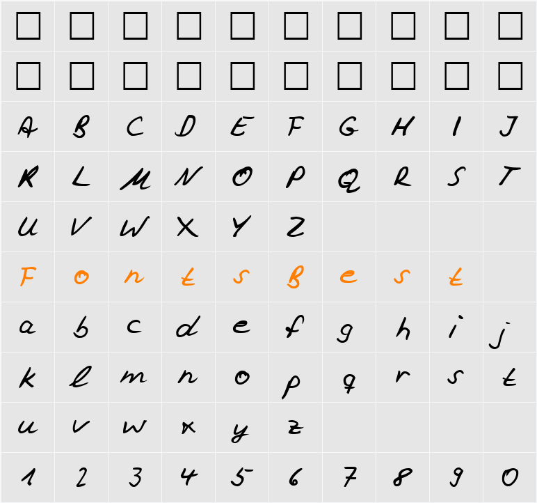 HW Vincent DB Character Map