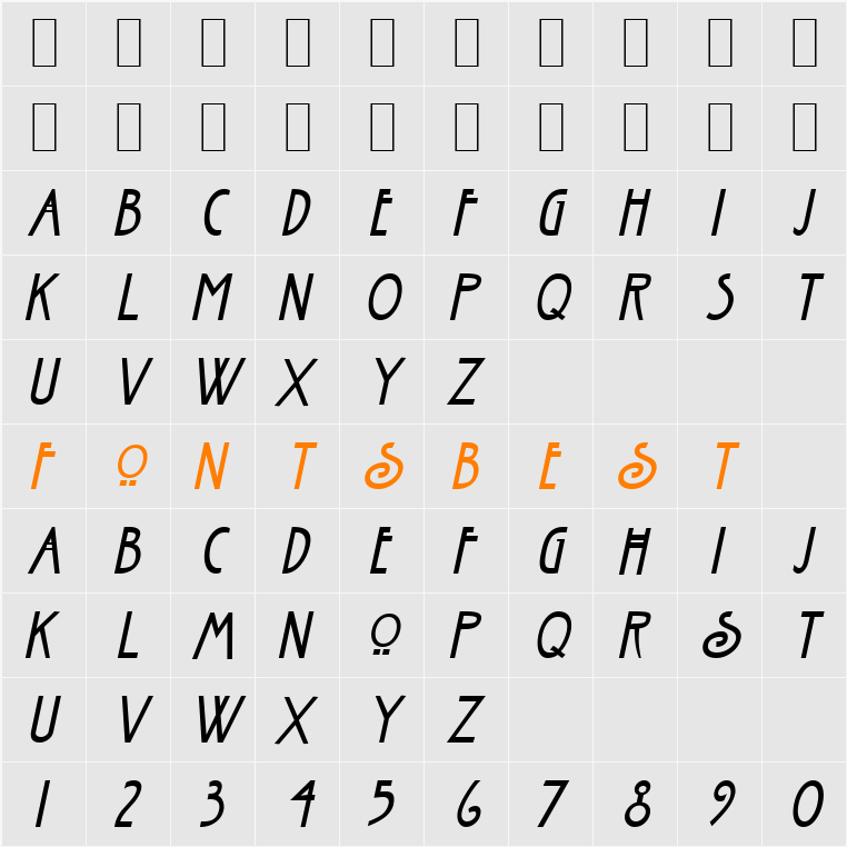 Fanzee-Condensed Character Map