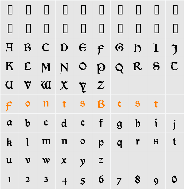 Morris Roman Alternate Character Map