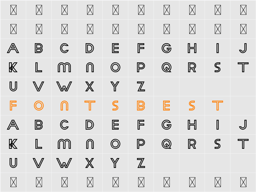 Aday Demo Outline Bold Character Map