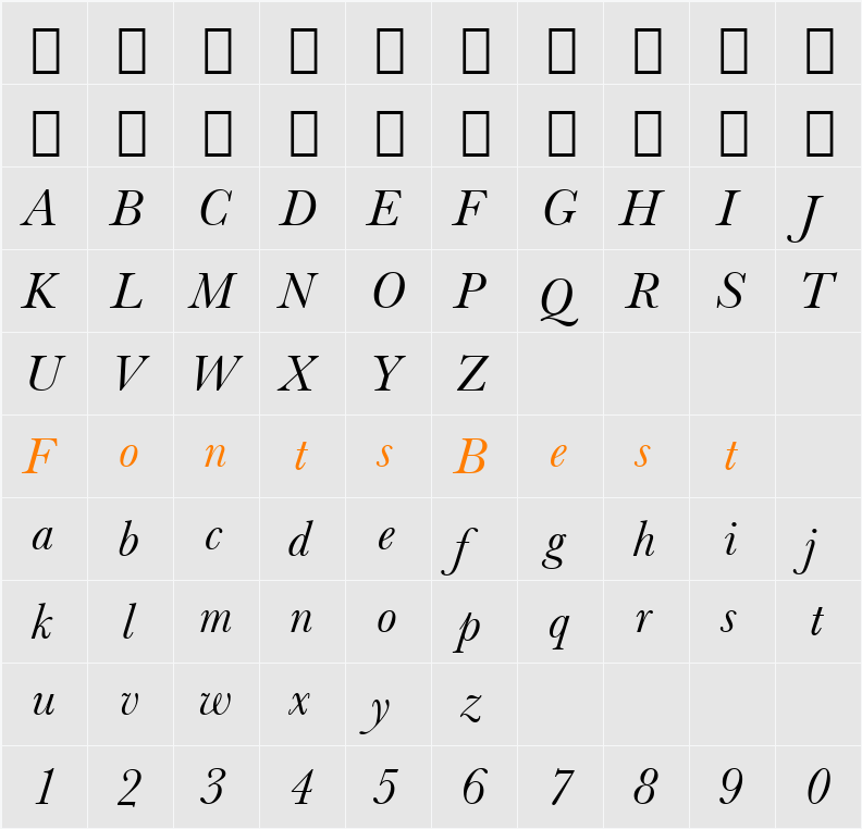 Baskervlle2 BT Character Map