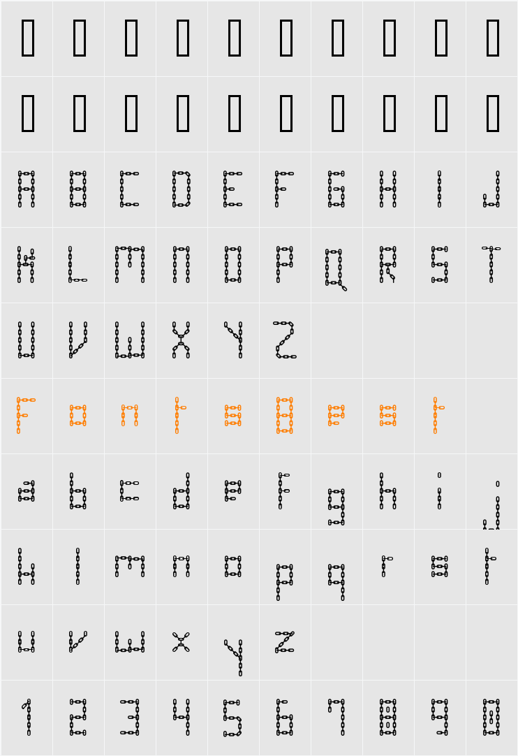 Chain Letter Character Map