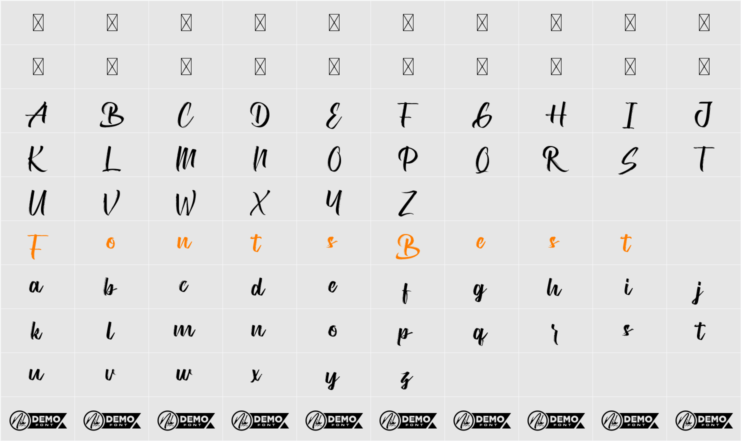 Brushwork Demo Character Map