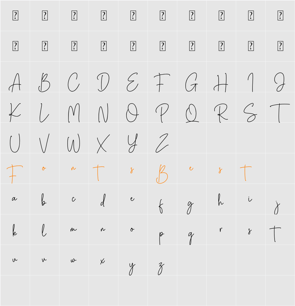 Buttervill Character Map