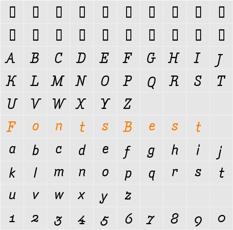 AmintaMediumItalic Character Map