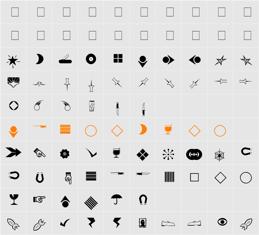 Bills Dingbats Character Map