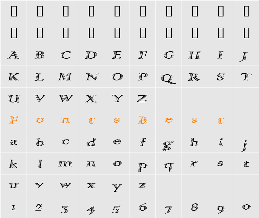 AlphaRev Character Map
