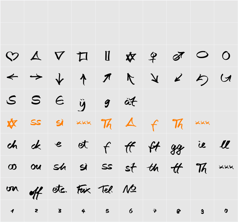 AutographScriptEF-BoldExtras Character Map