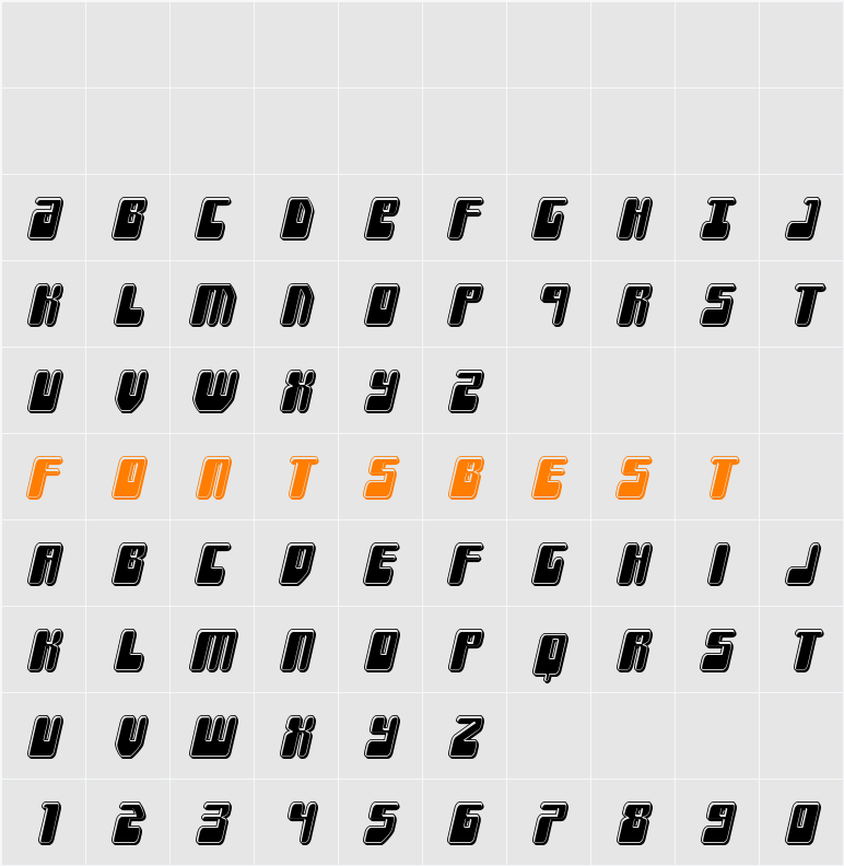 Force Majeure Bevel Italic Character Map