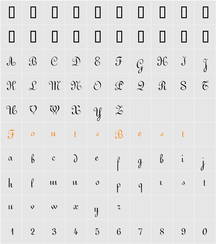 ArabescoScriptSSi Character Map