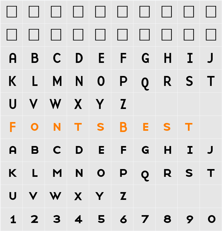 BaseNineSmallCaps Character Map