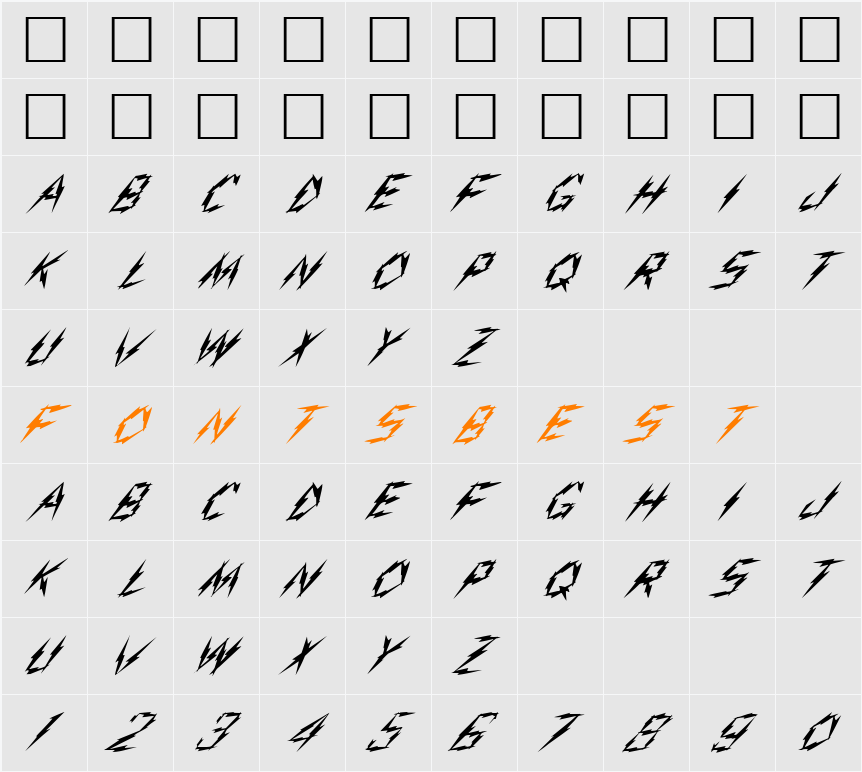 FZ UNIQUE 19 ITALIC Character Map
