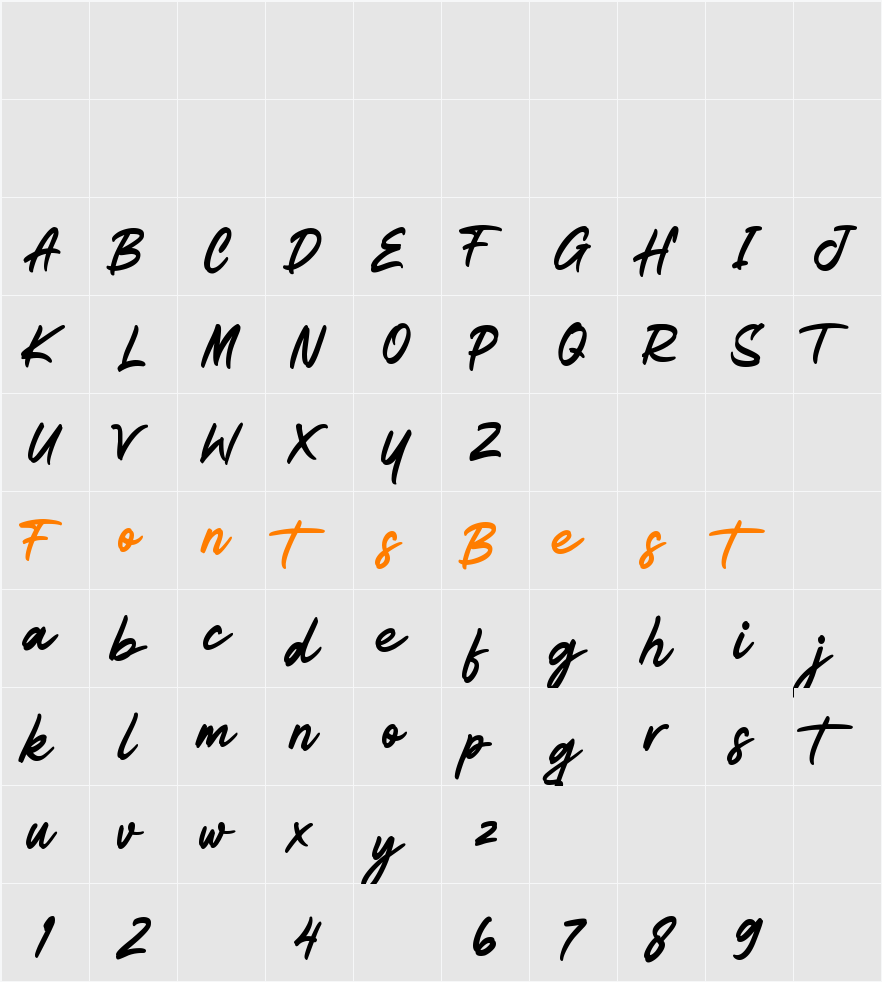 BREAKSONG Character Map