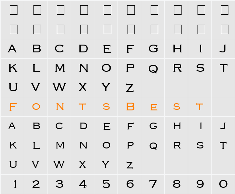 Copperplate Light SSi Character Map