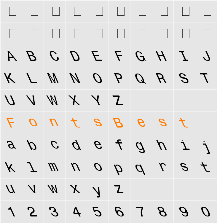 Monospace Lefty Character Map
