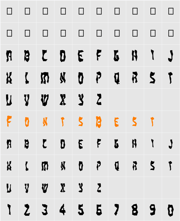 FZ WACKY 20 Character Map