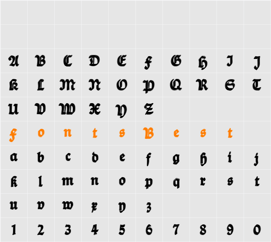 Ballade Contour Character Map