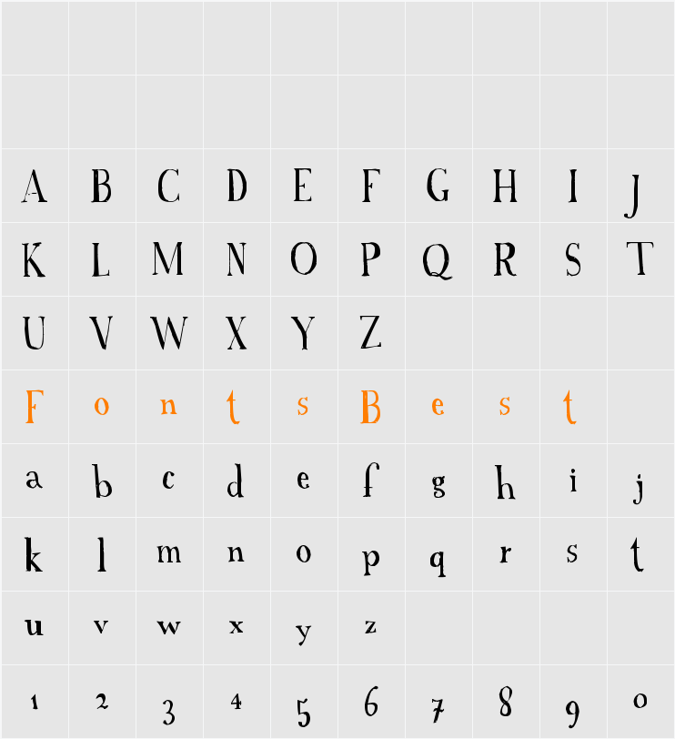 A Font with Serifs Character Map
