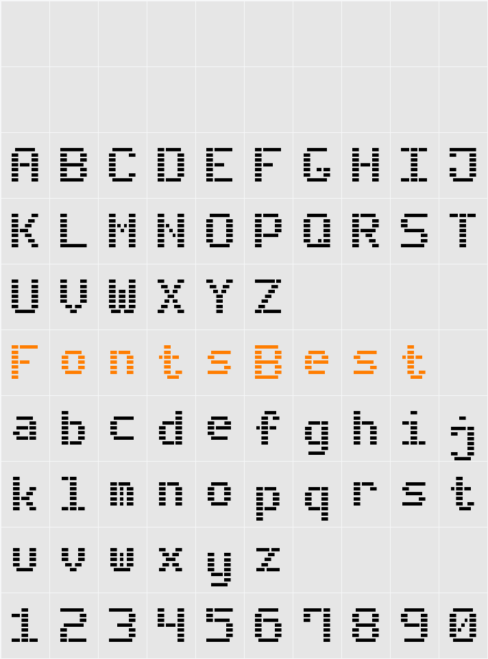 Dash Digital-7 Character Map