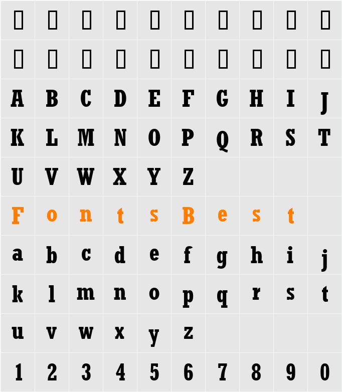 AstuteCondSSi Character Map