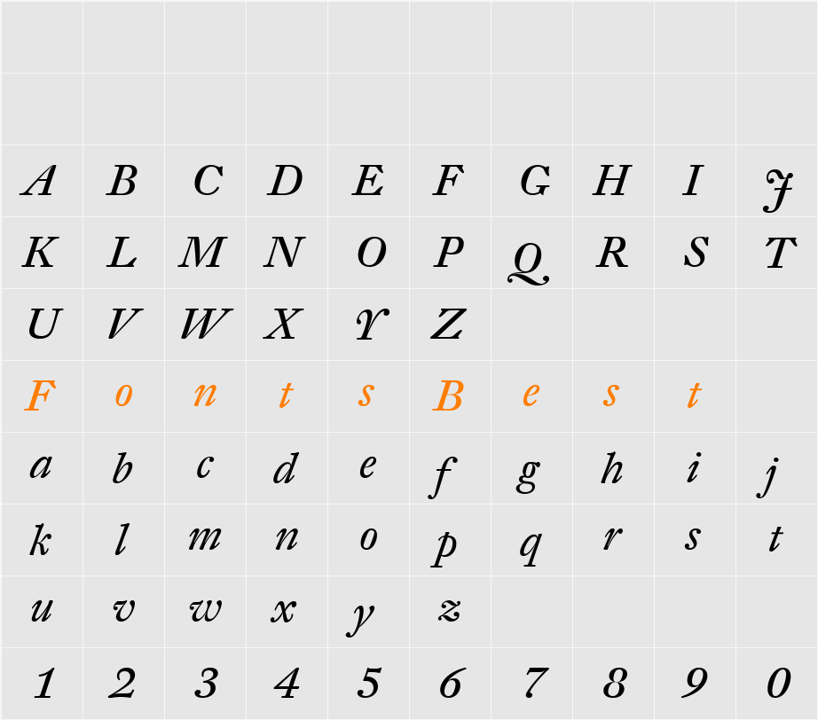 DTL Fleischmann Character Map