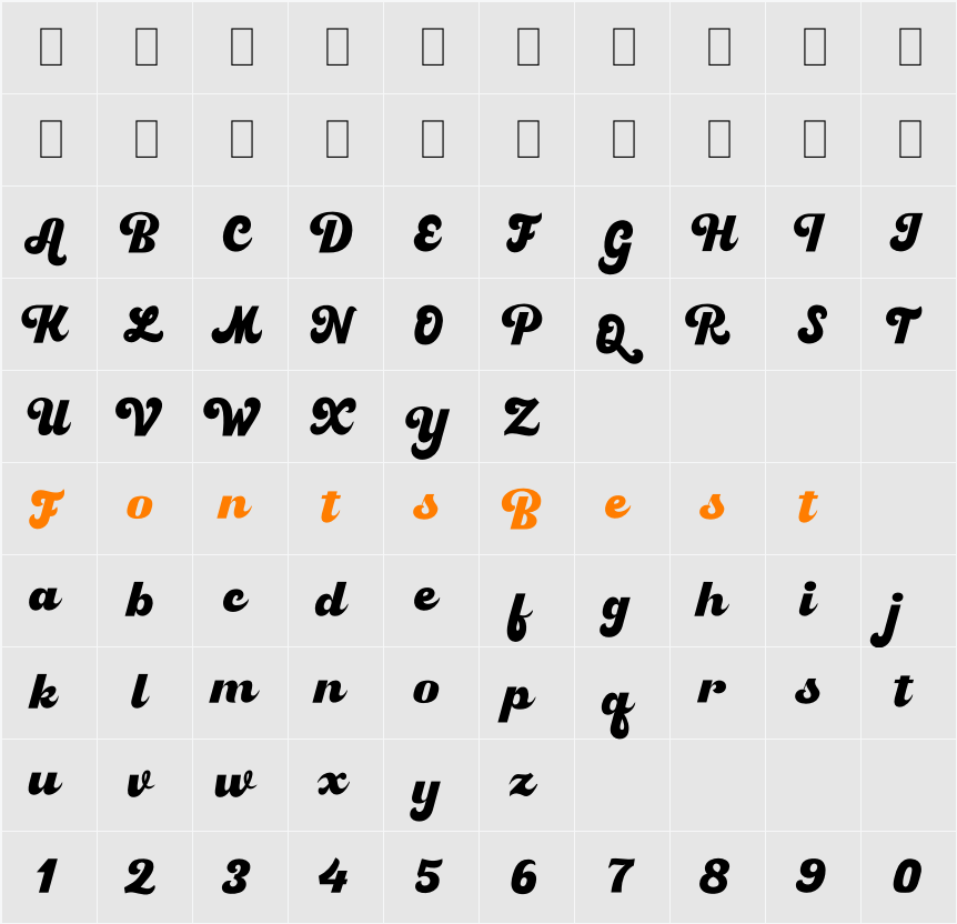 Bakey Character Map