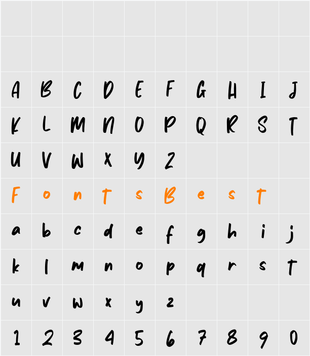 Avenus Type Character Map