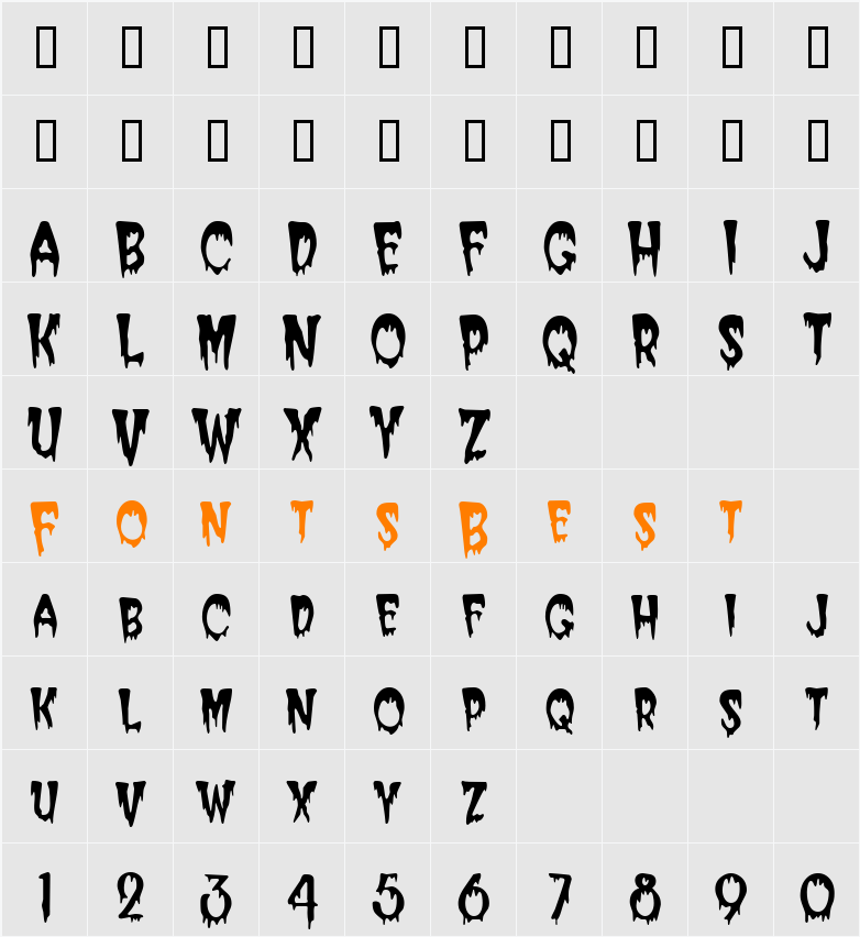 CreeperCondensed Character Map