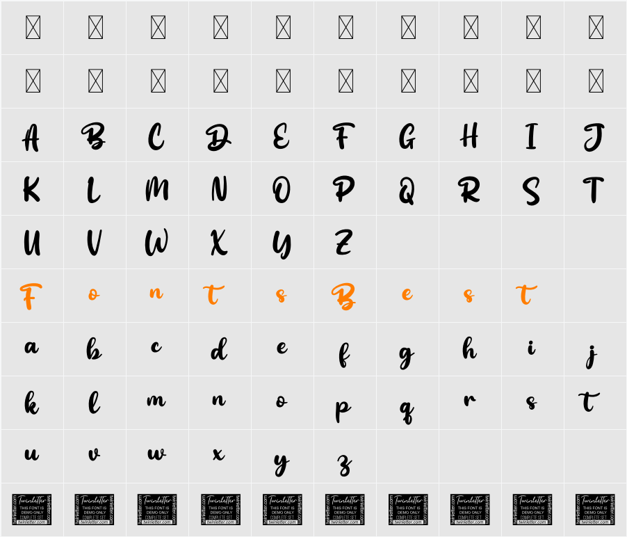 Bintank Personal Use Character Map