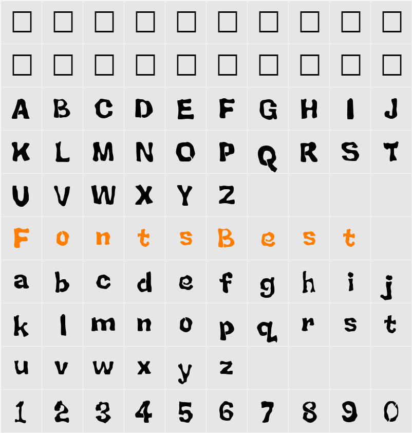 BackSplatter Character Map