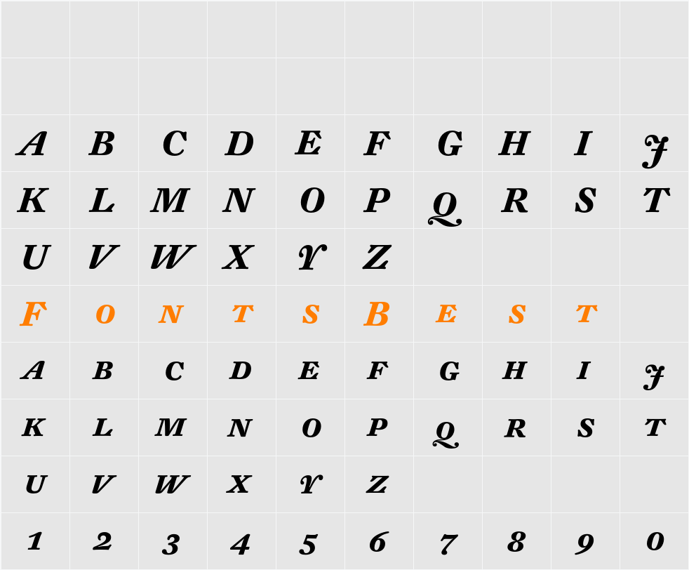 DTL Fleischmann T Caps Character Map