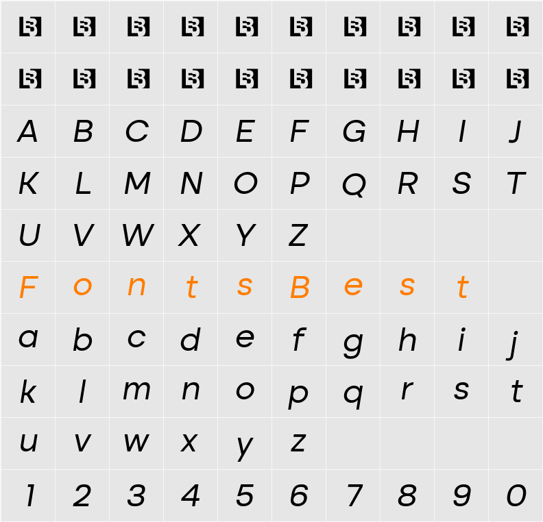 Altone Trial Character Map