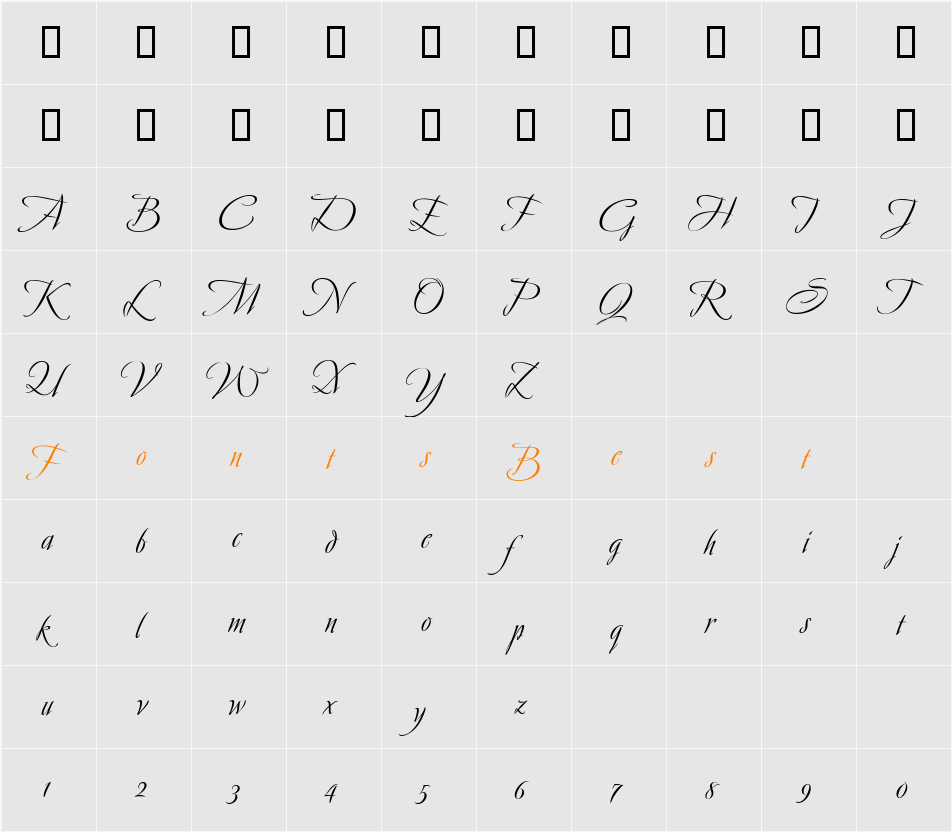 Avalon Medium Character Map