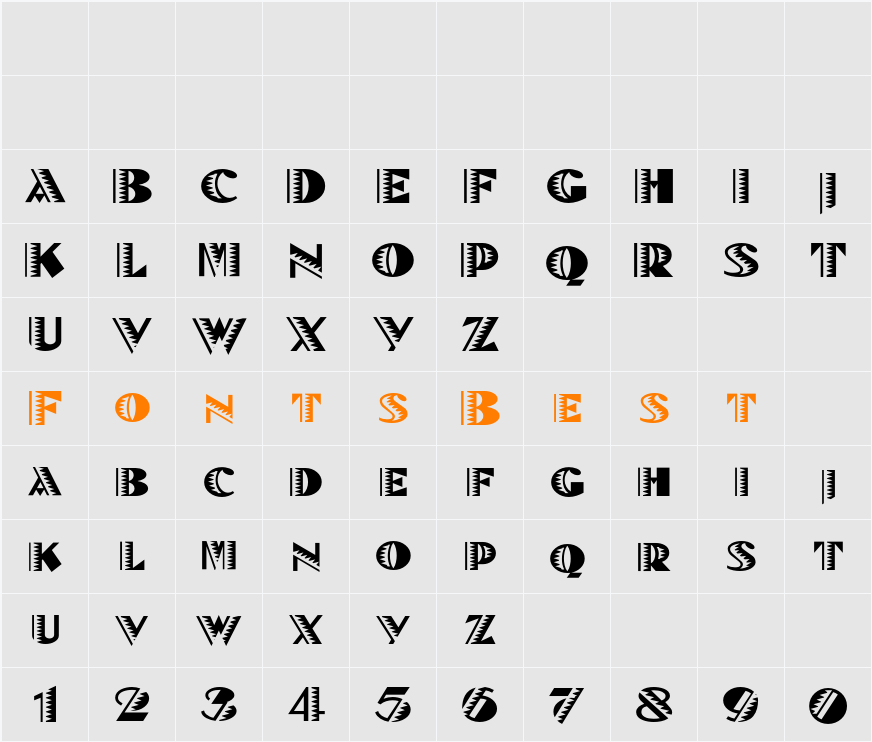 Bete Noir NF Character Map