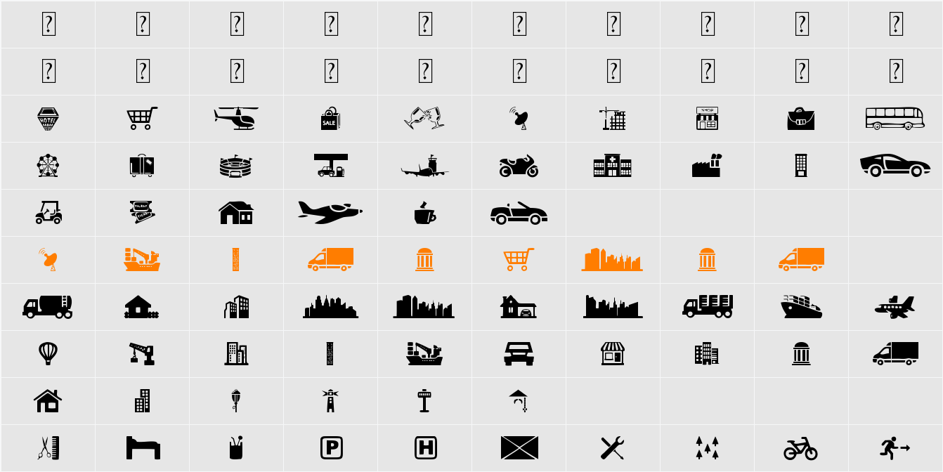 City Icons Character Map