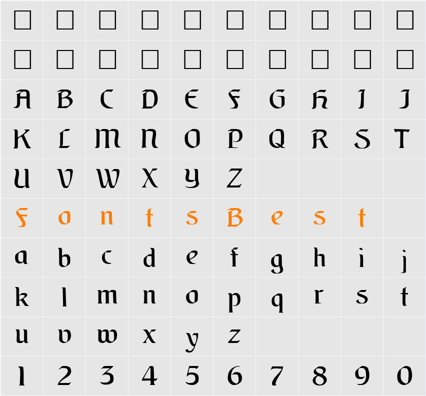 MoonDogText111 Character Map