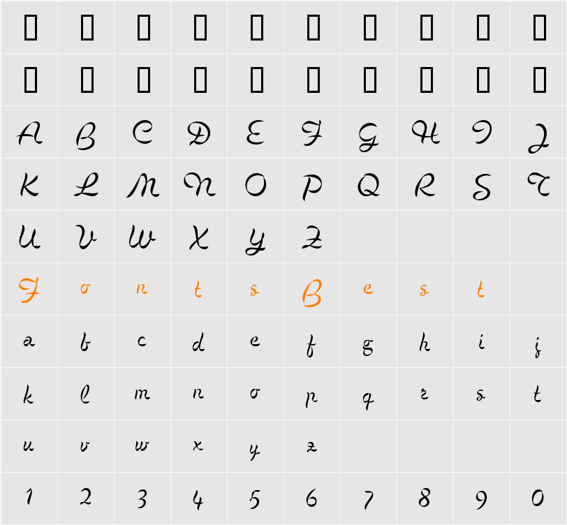 Cigno MF Character Map