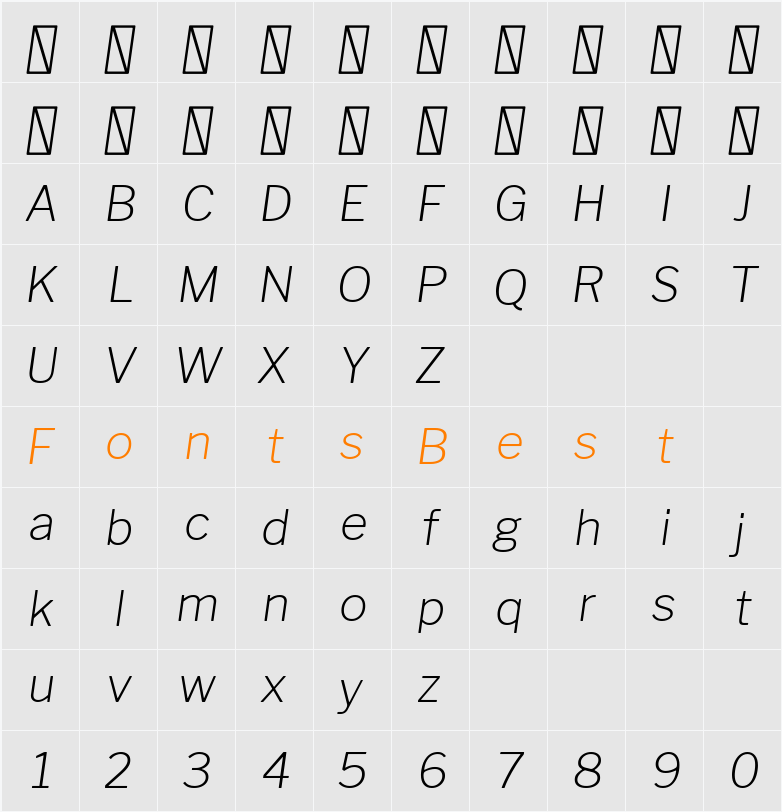 Libre Franklin ExtraLight Character Map