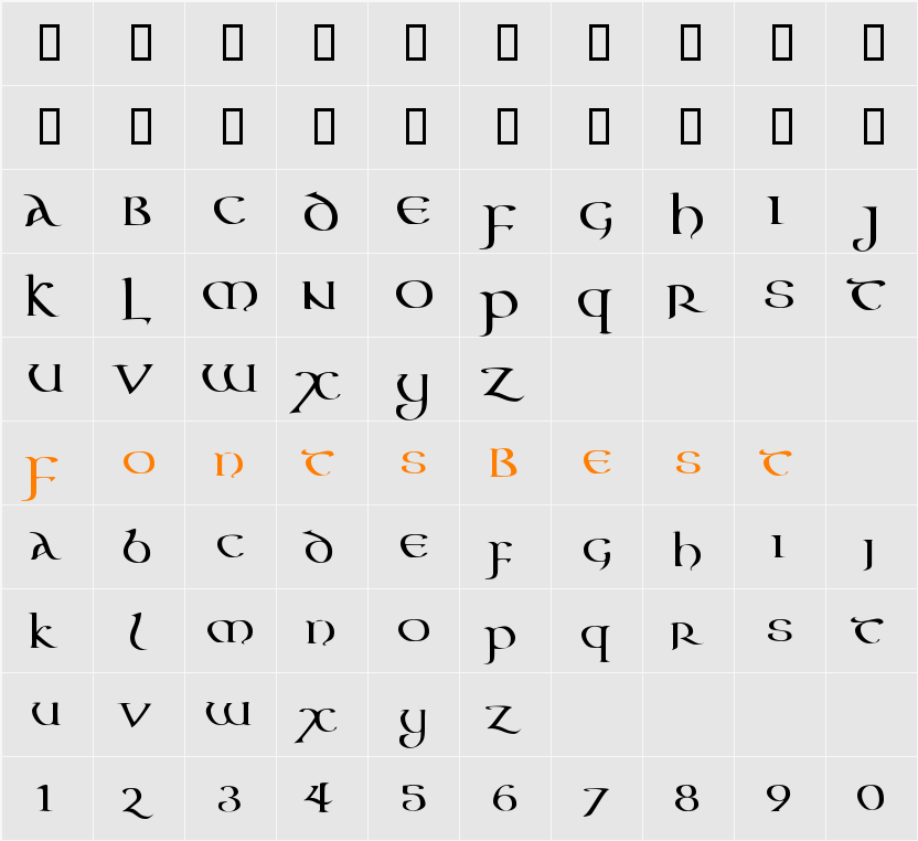 Aon Cari Celtic Character Map