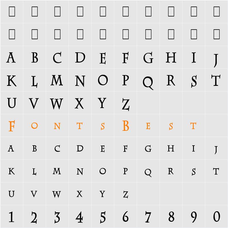 Chaz-Condensed Character Map
