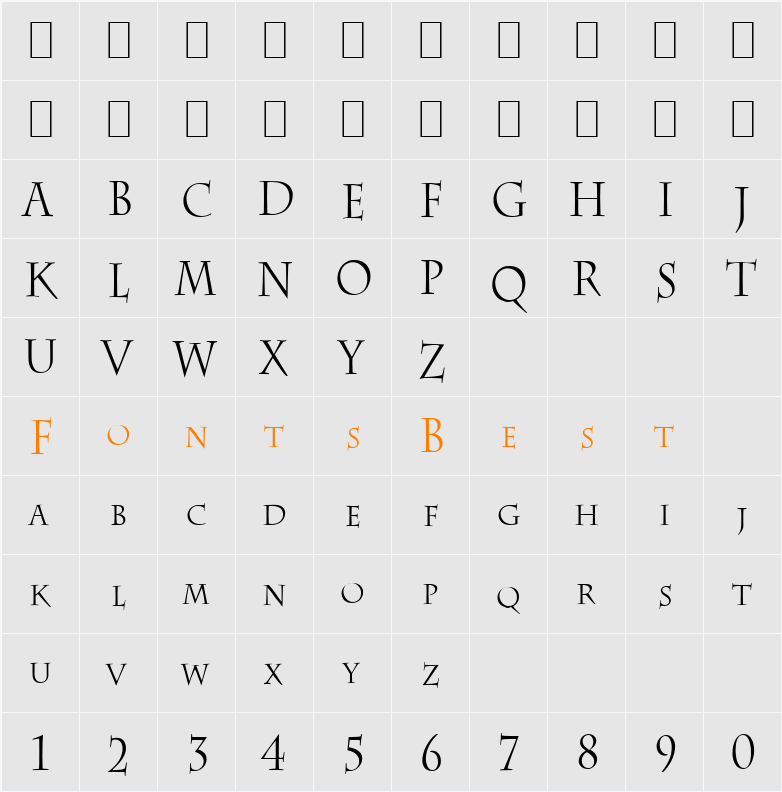 Chaz-Condensed Character Map