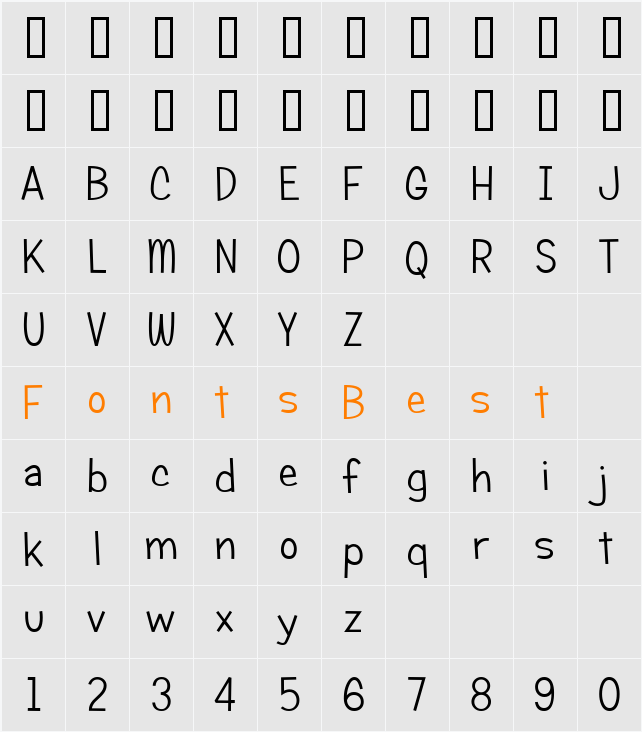 Candy Square BTN Character Map