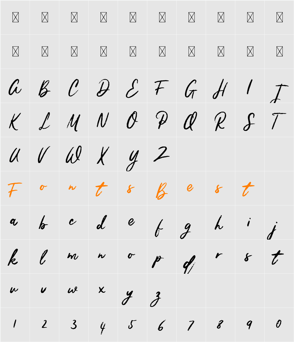 Aquasimo Character Map