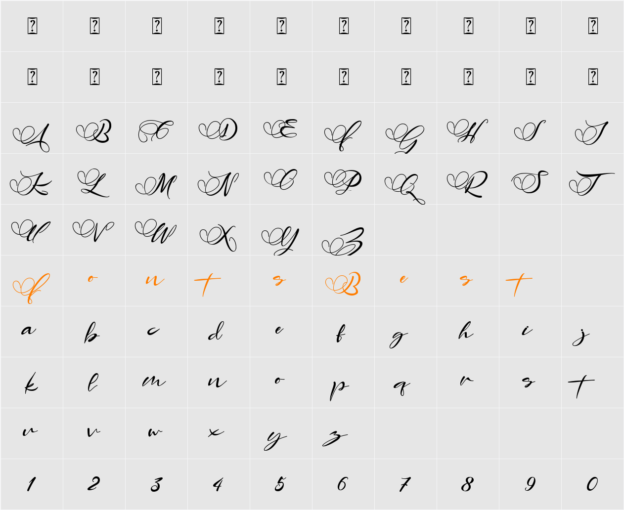 Angelin Character Map